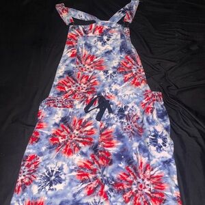 No Boundaries Red and Blue Tie-Dye Overalls